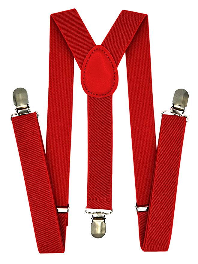 Trilece Kids Boys Suspenders - Girls Toddler Baby - Adjustable Elastic Y Back and Strong Clips - Various Solid Colors