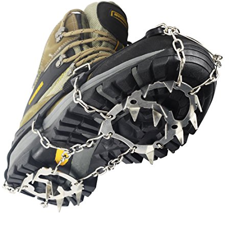 YUEDGE Universal 18 Steel Teeth Anti-Slip Ice Cleats Crampons Snow Cleats For Shoes
