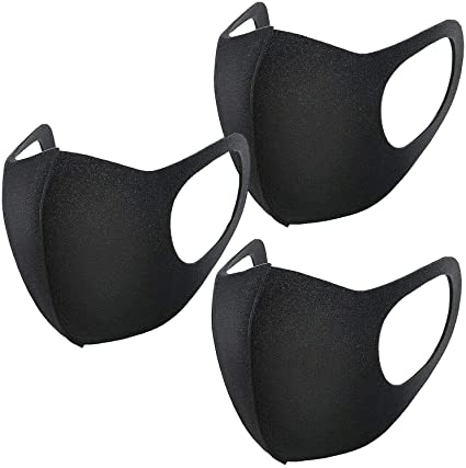 Reusable Washable Cloth Protection Face Cover Stretch Fashion Mask Black - Pack of 3