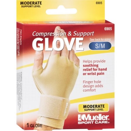 Mueller Sport Care Compression & Support Glove, Moderate Support, Size S/M