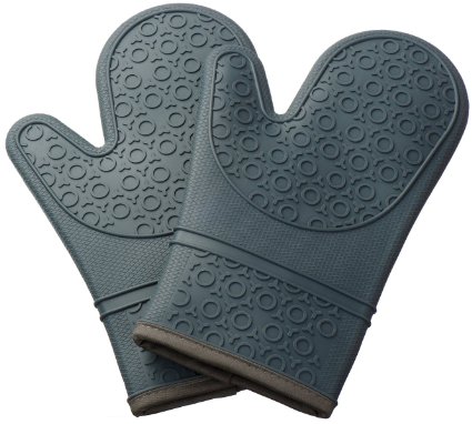 Kuuk Silicone Oven MittsGloves with Non-slip Grip 1 Pair Grey