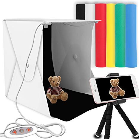 Portable Photo Studio, Elegant Choise Photography Studio Box Shooting Tent Mini Folding Table Top LED Light Box Kit with 6 Color Background