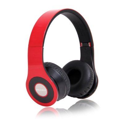 Bluedio B Wireless and Bluetooth Stereo Headphones with FM Radio/ SD Card slot (Red)