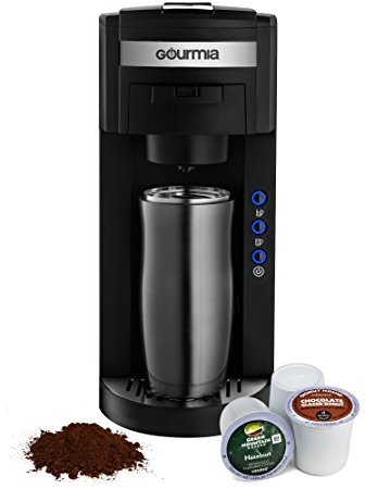 Gourmia GC150 JavaMaster 2-In-1 K-Cup and Ground Coffee Single Serve Coffee Maker with Hydroforce Extraction System and Adjustable Dispenser - 110/120V