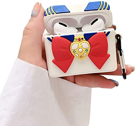 TOUBN Creative Airpods Charging Case, Cute Sailor Moon Suit Design Soft Silicone Full Protective Skin Cover, Fashion Skirt Wireless Headset Accessories Suitable For Airpods 3/Airpods Pro