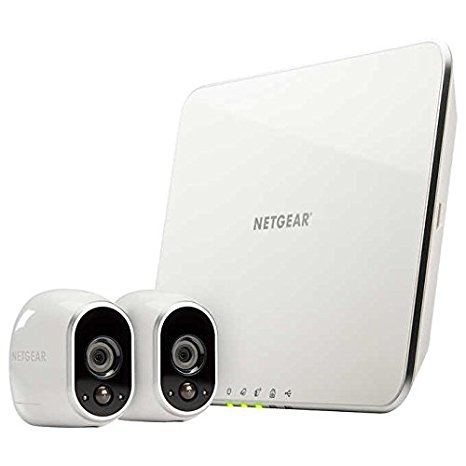 Netgear Arlo Camera System with 2 Arlo Wire-Free Indoor/Outdoor HD Cameras/Outdoor Mount, White (VMS3230C-100NAS)