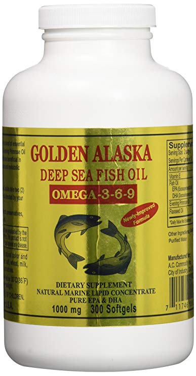 Golden Alaska Deep Sea Omega-3-6-9 Fish Oil 1000mg 300 Softgels