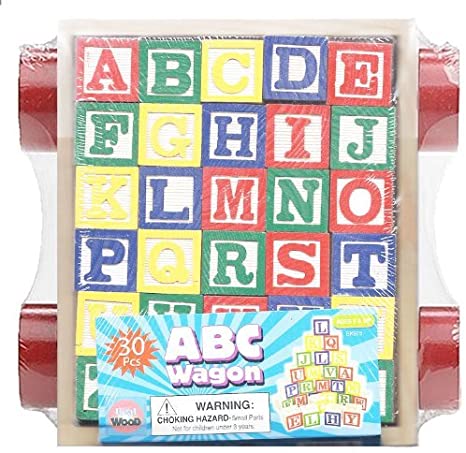 30 Piece ABC Stack N' Build Wagon Blocks with Learning Pictures Kids Toy