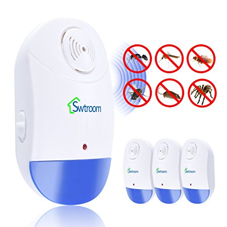 Swtroom 4-Packs highly-effective Electronic Plug -In Ultrasonic Pest Control for Insects,mosquitoes ,Rats,Rodents,Mice,Roaches, Spiders, Flies, Ants, Bugs, Fleas - Best Pest Reject Repeller device