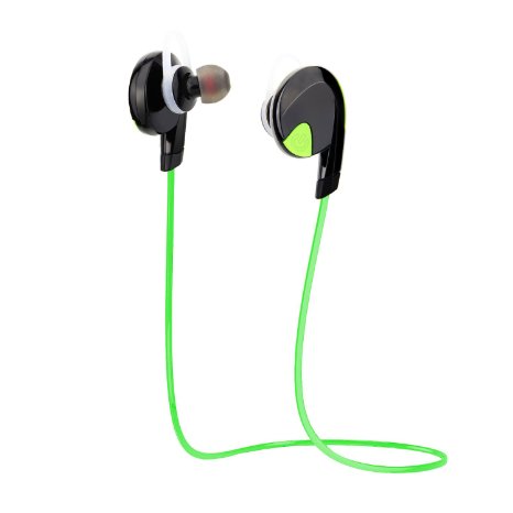 AngLink Wireless Bluetooth Headphones Earbuds Headsets Noise Cancelling Sports Exercise Sweatproof Earphones with Microphone for IOS iphone 6 ipad Android Samsung Smart Phones Green