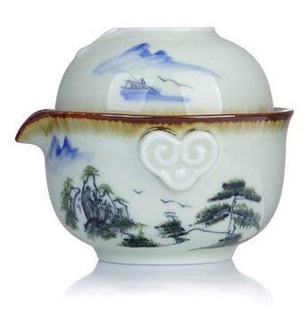 Mozentea Chinese Traveling Porcelain Kung/gong fu Tea Ceramic tea set 1 gaiwan 1cup Best Gift