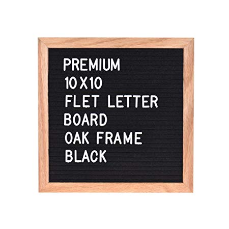 UniGalaxy Felt Letter Board Sign Message Home Office Decor Board Oak Frame White Letters Symbols Numbers Characters Bag 10" 10"
