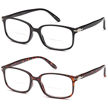 ALTEC VISION Pack of 2 Classic Style Bifocal Readers Spring Hinge Reading Glasses – 2.75x
