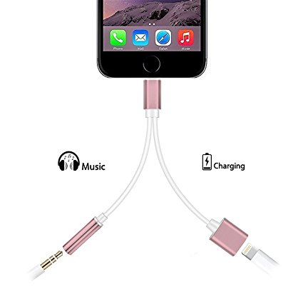 2 in 1 Lightning 3.5mm Audio Iphone 7 Adapter and Lightning Charger to 3.5mm Aux Headphone Jack Adapter for iphone 7/7 plus