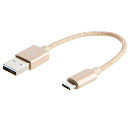 CableCreation Short USB 2.0 to Micro USB Cable(0.5ft),High Speed Triple Shielded Braided Cable for Samsung, Nexus, LG, Motorola, Android Smartphones and More,Gold Cotton & Aluminum