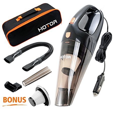 [Upgraded] Car Vacuum Cleaner, HOTOR DC12-Volt 106W Wet&Dry Portable Handheld Auto Vacuum Cleaner for Car,16.4FT(5M)Power Cord with Carry Bag(Black)