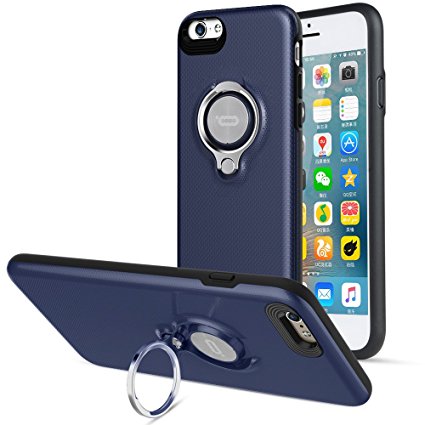 iPhone 6 Case with Ring Kickstand by ICONFLANG, 360 Degree Rotating Ring Grip Case for iPhone 6 Dual Layer Shockproof Impact Protection Apple iPhone 6 Case Blue Compatible with Magnetic Car Mount