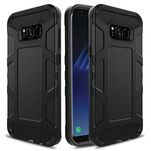 Galaxy S8 Case, Elegant Choise 3 in 1 Hard Shell High Impact Resistant Hybrid Armor Shockproof Full Body Protective Combo Cover Case for Samsung Galaxy S8 / SM-G950 (Black)