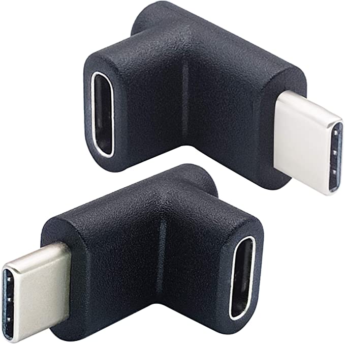AAOTOKK 90 Degree Type C USB Adapter Gen 2 (10Gbps) 3A Up&Down 90 Degree USB 3.1 Type C Male to Female Connector Supports Charging Data Audio Video Adapter for MacBook Pro(2Pack-Up/Down)