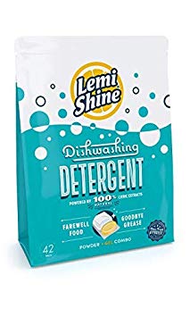 Lemi Shine Dishwashing Detergent, 42 Pac of Powder & Gel Combo, 20.55 oz, Powered by 100% Natural Citric Extracts, All-in-One Powerful Dish Detergent Pods - 2 Pack