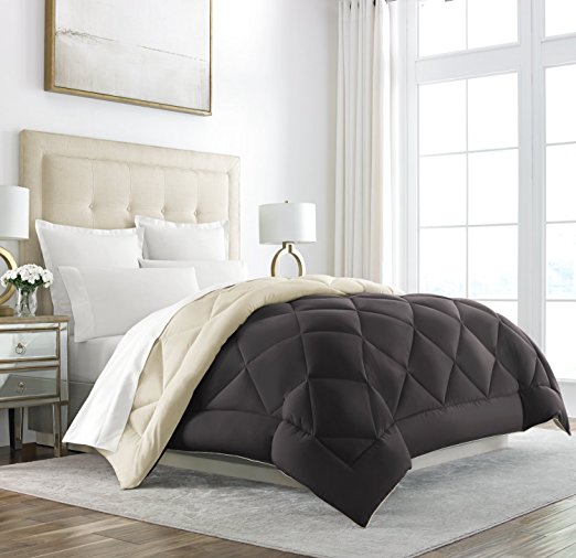 Sleep Restoration Goose Down Alternative Comforter - Reversible - All Season Hotel Quality Luxury Hypoallergenic Comforter -King/Cal King - Brown/Cream