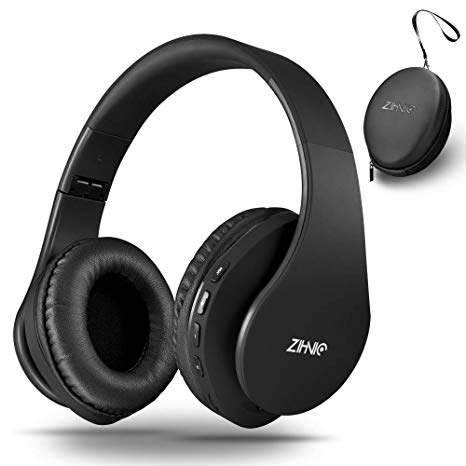 zihnic Bluetooth Over-Ear Headset with Deep Bass, Foldable Wireless and Wired Stereo Headphones Buit in Mic for Cell Phone, PC,TV, PC,Soft Earmuffs &Light Weight for Prolonged Wearing (black)