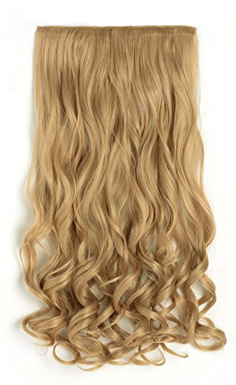OneDor 20" Curly 3/4 Full Head Synthetic Hair Extensions Clip On/in Hairpieces 5 Clips 140g
