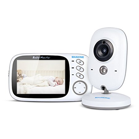 Video Baby Monitor, Masione 3.2" Cube Wireless Digital Camera Ir Infrared Night Vision Security Baby Camera LCD Display Temperature Monitor, Two Way Audio, Long Range