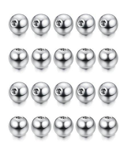 FUNRUN JEWELRY 20PCS 14-16G Stainless Steel Replacement Balls Piercing Jewelry Balls for Women Men 3-6mm