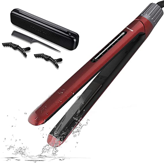 Mixcolor® Professional Ceramic Tourmaline Flat Iron Hair Straightener and Curler with Water&Dust Proof 15s Heating-up Rotating Adjustable Temp 265-450℉