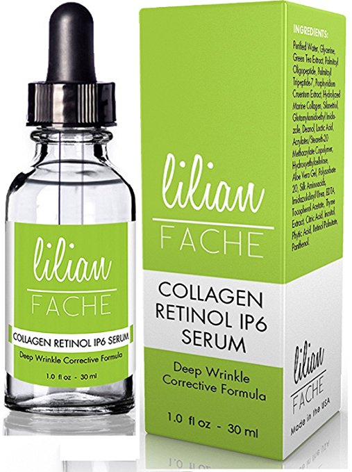 Fine Line and Wrinkle Repair Correction Collagen Retinol IP-6 Serum From Lilian Fache, Clinical Strength Anti Aging Serum - The Best Anti Wrinkle Serum - 30ml - Pack Of Two