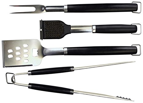 Charcoal Companion CC1005 Perfect Chef 4-Peice Barbeque Tool Set with Black Handle
