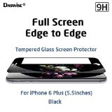 iPhone 6 Plus Screen Protector Daswise 2015 Full Screen Anti-scratch Tempered Glass Protectors with Curved Edge Cover Edge-to-Edge Protect Your 55 Inches Space Gray iPhone 6 Plus Screens from Drops and Impacts HD Clear Bubble-free Shockproof 55 Black