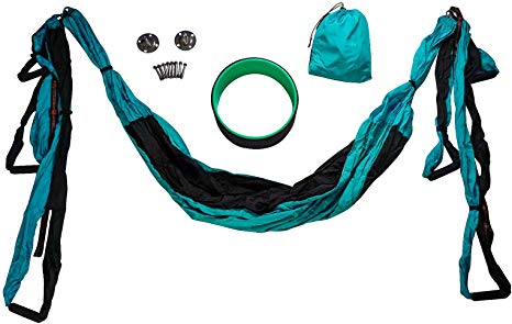 Vorti Yoga Swing/Hammock and Yoga Wheel Set: Antigravity Trapeze Includes 2 Hanging Straps and Hardware. Plus a 12X5 Dharma Wheel/Yoga Wheel, Perfect for Inversion and Flexibility