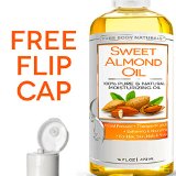 Sweet Almond Oil 16 oz Premium Grade A Cold Pressed - for Face Improves Complexion Reduces Dark Circles Delays Signs of Aging Removes Impurities - for Skin Hydrates Fights Psoriasis and Eczema
