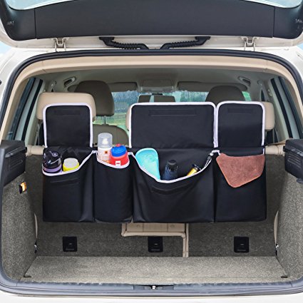 Car Seat Back Organizer, Barbarians Backseat Organizer Storage Bag for Truck, SUV, Van, Cargo with Adjustable Straps Black