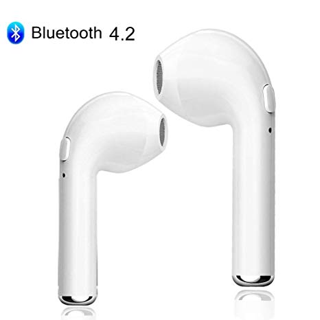 Wireless Headphones, Bluetooth Earbuds Stereo Earpieces with 2 Built-in Mic Earphone for iPhone X 8 8plus 7 7plus 6S Samsung Galaxy S7 S8 IOS Android Smart Phones