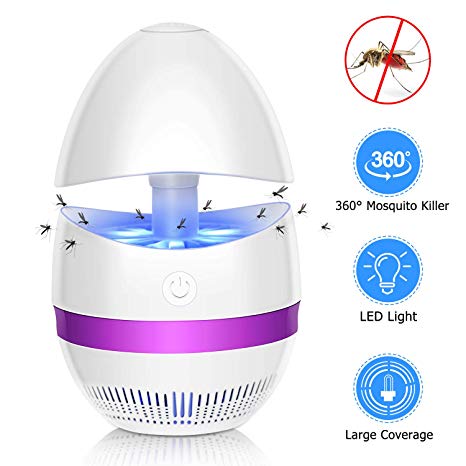 Sunnest Bug Zapper, Mosquito Killer Lamp, Electronic Insect Killer, Safe USB Powered Mosquito Zapper with Built in Fan Insect Trap for Indoor Outdoor Bedroom Baby Room Kitchen Office, Purple
