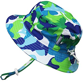 JAN & JUL Baby Toddler Kids 50  UPF Size Adjustable Bucket Sun Hat with Chin Strap Or Shirt & Shorts Set, Aqua Dry