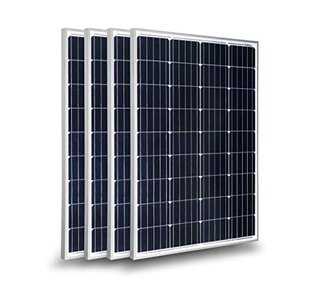 RPS 100 Watt Monocrystalline Solar Panel for 12 Volt Battery Charging, RV, Boat, Off Grid (4 pcs)