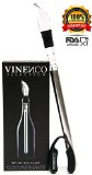 Wine Chiller by VINENCO  Premium Foil Cutter and Bonus E-Book - 3-in-1 Stainless Steel Wine Bottle Cooler Stick with Aerator and Pourer - Exclusive Design