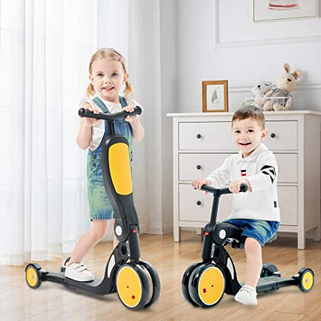 beberoad Kids Scooter, 2020 5-in-1 Kids Tricycles for 2-6 Years Old with Foldable Seat and Adjustable Height Handlebar, Lightweight Multi-Functional Boys and Girls Balance Bike