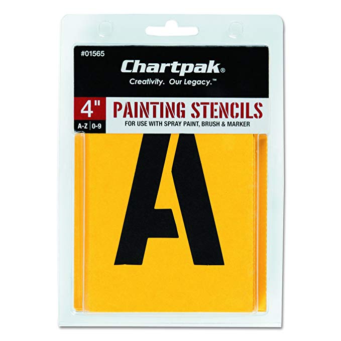 Chartpak Letter and Number Painting Stencils, A-Z and 0-9, 4 Inches H, 35 per Pack (01565)