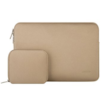 Mosiso Water Repellent Lycra Sleeve Bag Cover for 13-13.3 Inch Laptop with Small Case for MacBook Charger, Apricot