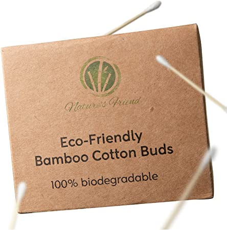 Nature'sFriend Premium Bamboo Cotton buds - (200 pieces) 100% biodegradable | Eco friendly & Sustainable plastic Free Packaging