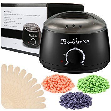 Wax Warmer, ESARORA Hair Removal Waxing Kit Electric Hot Wax Warmer With 3 Different Flavors Hard Wax Beans Wax Applicator Sticks 3.5 oz Perfect for Home Waxing Spa for Face Arm Armpits Legs Bikini