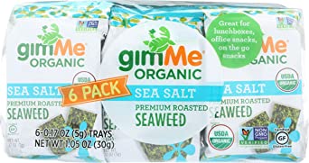gimMe Organic, Roasted Seaweed Snack, Sea Salt, 6 pack