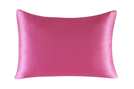 16mm Silk Pillowcase Standard Size Pillow Case Cover with Hidden Zipper Satin Underside Salmon