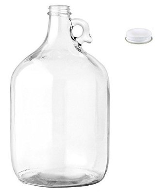Home Brew Ohio Glass Water Bottle Includes 38 mm Metal Screw Cap, 1 gallon Capacity