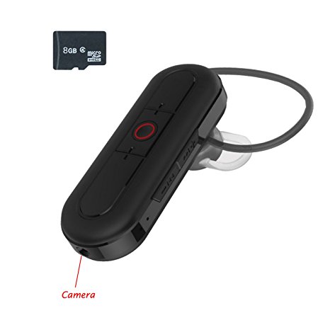 YOUYOUTE 1080P FHD Spy Hidden Camera Wireless Functional Bluetooth Headset Earphone Mini Camcorder 8GB Memory Included Long Battery Operating Life
